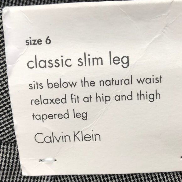 Calvin Klein bcr Classic Slim Leg Glen Check Trouser Pants Grey Black Sz 6 NWT - Picture 13 of 14